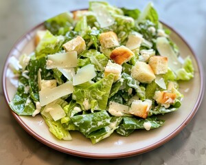 Natural daylight Caesar Salad on plate