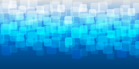 White 3D Translucent Square Layers Pattern on White and Blue Gradient Background - Wide Scale Vector Design, Multi Purpose Template