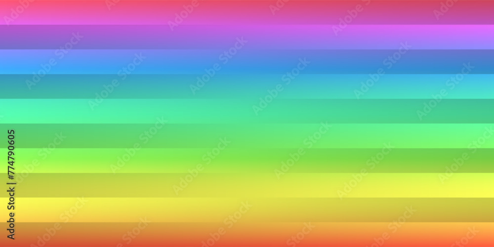 Poster thick horzontal stripes of translucent glowing rectangles colored in colors of rainbow - glossy geom