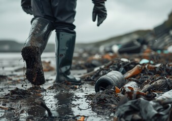 Obraz premium Environmental Beach Cleanup Effort