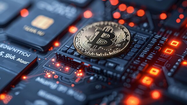 Modern isometric illustration of a cryptocurrency trading platform for buying and selling using credit cards and mobile phones.