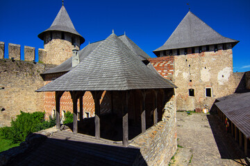 Top view of the courtyard of the Khotyn fortress, щne of the most famous and largest castles in...