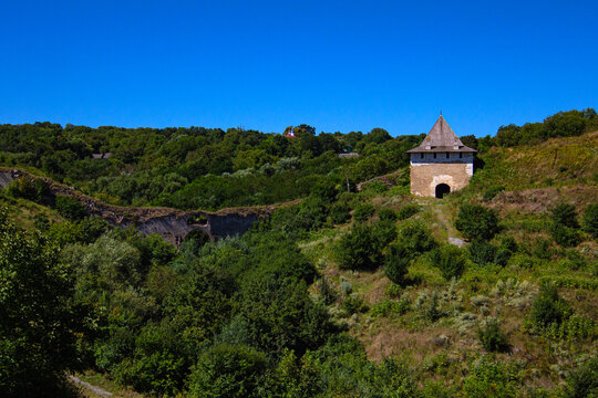 Iasi Gate leading to the Khotyn fortress, complex of fortifications situated on the hilly right bank of the Dniester in Khotyn, Ukraine