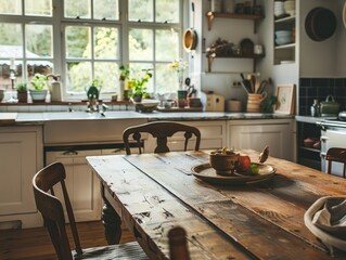 Farmhouse wooden table kitchen stories untold