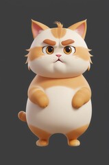 Obraz premium cartoon funny cat on grey background, vertical