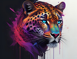 Leoparden Kopf mit abstraktem Hals - obrazy, fototapety, plakaty