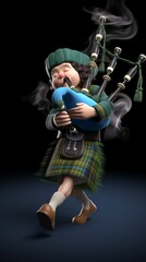 Fototapeta na wymiar Bagpipes being played passionately 3d render
