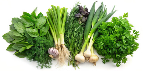 fresh herbs, onion, garlic, dill, parsley