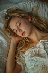 Woman Laying in Bed With Closed Eyes