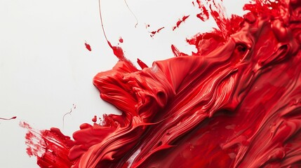 Image of red paint texture against a pristine white background.