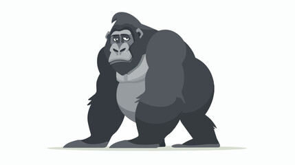 Silver background gorilla flat vector isolated on white