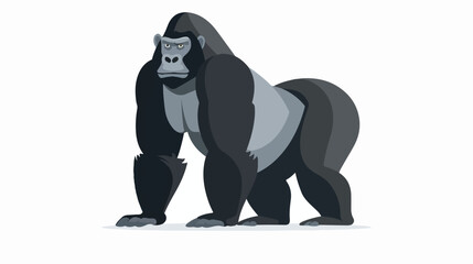 Silver background gorilla flat vector isolated on white