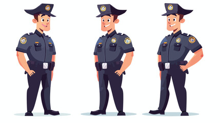 Smiling officer policeman standing flat vector