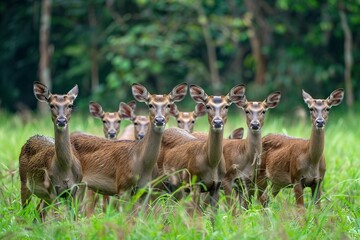 Group of Deer in Forest