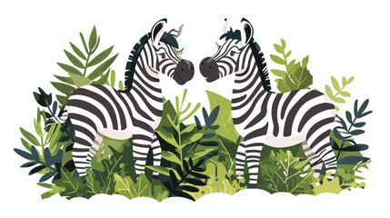 Fototapeta na wymiar Two zebras in the jungle flat vector isolated