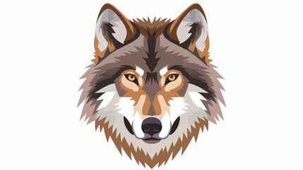 Fototapeta premium Cartoon wolf head flat vector isolated on white background
