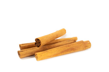 Ceylon cinnamon.Cinnamon sticks isolated on white background. Cinnamon roll and powder. Spicy spice for baking, desserts and drinks. Fragrant ground cinnamon. Close-up. Place for text. copy space