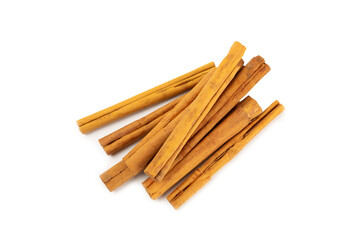 Ceylon cinnamon.Cinnamon sticks isolated on white background. Cinnamon roll and powder. Spicy spice for baking, desserts and drinks. Fragrant ground cinnamon. Close-up. Place for text. copy space