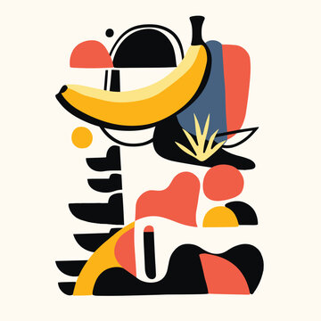 Abstract art with a banana motif.
