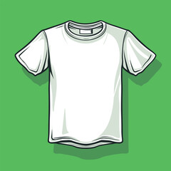 Detailed white T-shirt, green backdrop.
