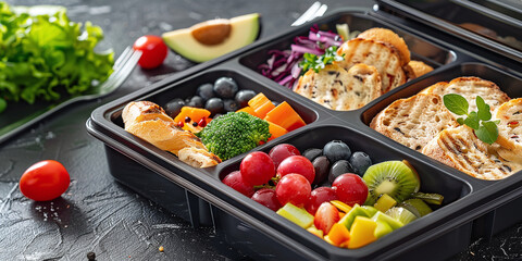 Fototapeta premium lunch boxes with meals for school children
