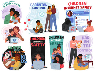 Kids Web Safety Themes, Involve Implementing Tools And Practices To Protect Children From Harmful Content, Cyberbullying