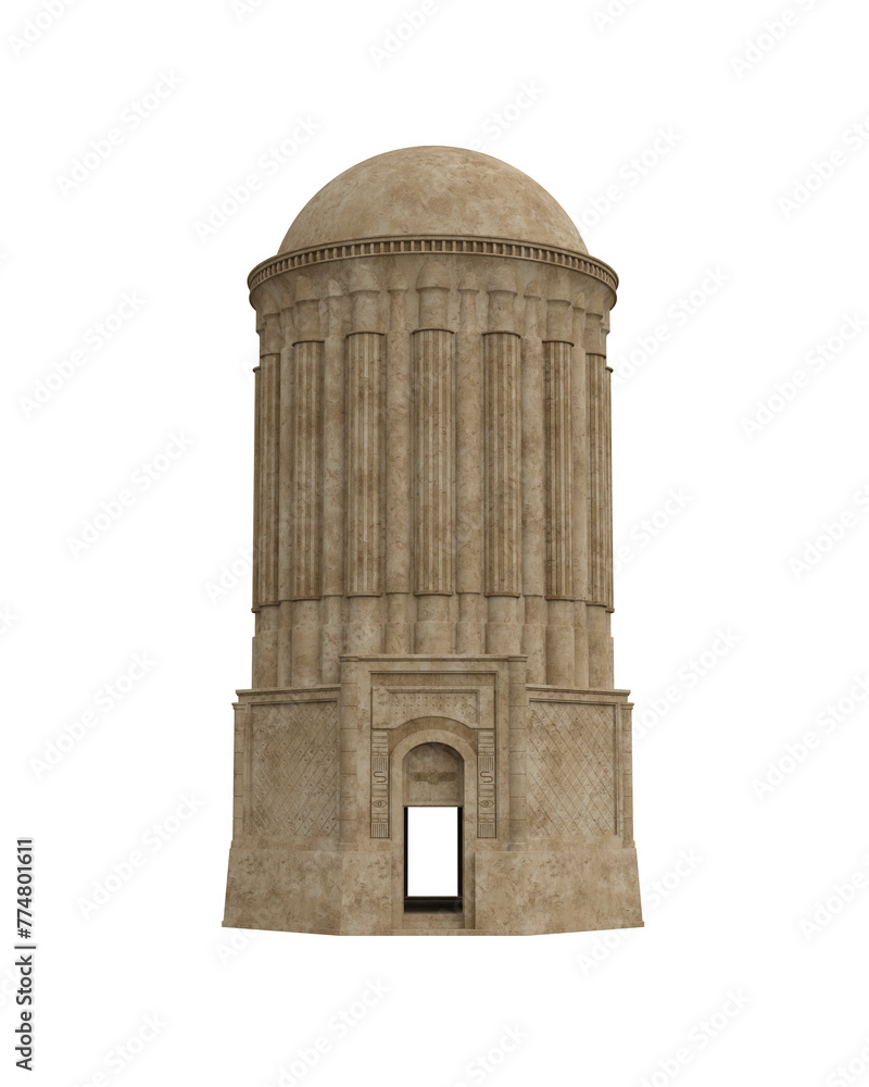 Aufkleber ancient egyptian architecture round stone tower with dome roof. isolated 3d rendered illustration.