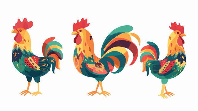 Colorful fancy chicken. Avatar badge poster logo templ