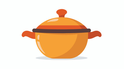 Cooking pot or tureen with hot food vector icon isolated - obrazy, fototapety, plakaty