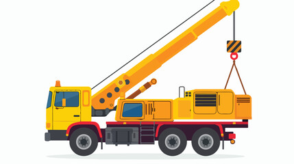 Crane truck service icon flat vector isolated on white