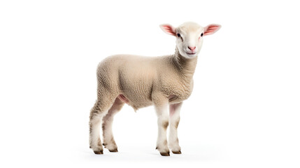 Obraz premium Lamb standing up, isolated on a white background