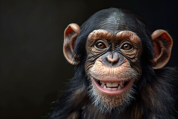 Smiling Chimpanzee With Mouth Open