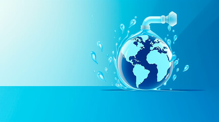 World Water Day - Planet Earth With Water Around
