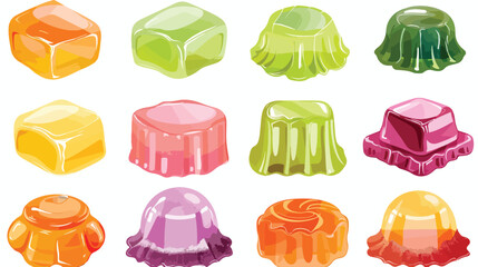 Delicious jelly candies isolated on white set flat vector