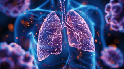 Characterized by aberrant growth, lung cancer cells evade normal regulatory mechanisms, metastasizing to distant sites and compromising pulmonary function.
 - obrazy, fototapety, plakaty