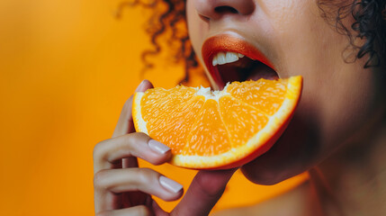 Bite a refreshing orange