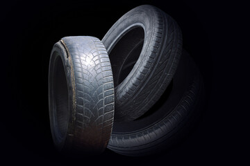 old worn damaged tires - 774808029
