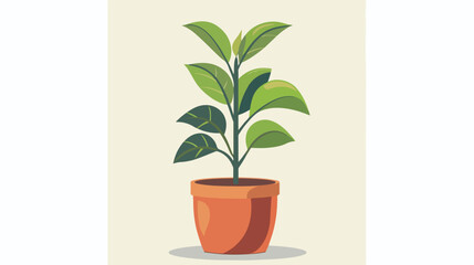 Design potted plant icon. Flat illustration of potted