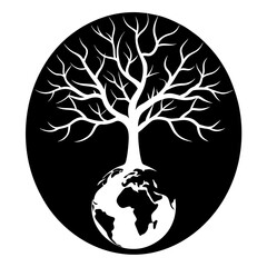 earth day vector silhouette illustration , earth tattoo design icon,logo and vector illustration