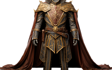 A majestic statue of a man adorned in intricate armor stands tall, emanating strength and protection