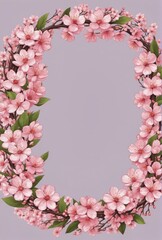 桜の花見リースイラスト：春のお祝いの象徴的な花々