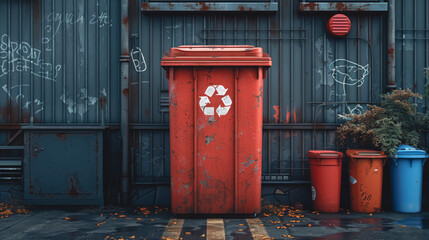 Obraz premium Collection of colorful separation recycle bins, sorting waste.