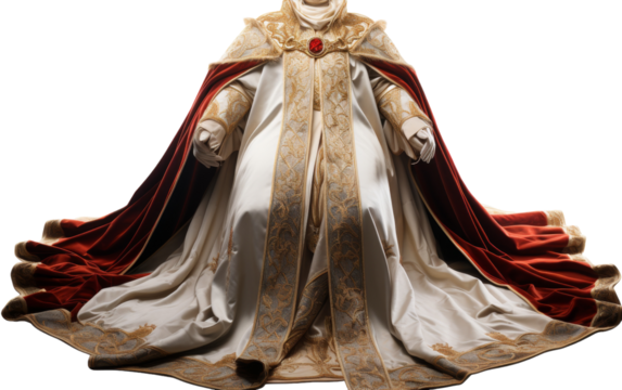 A regal man in robe and crown stands tall, exuding power and wisdom