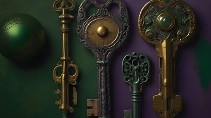 antique key and keyhole