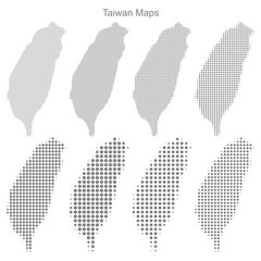 Taiwan Set of Dotted Map Vector Illustrator 