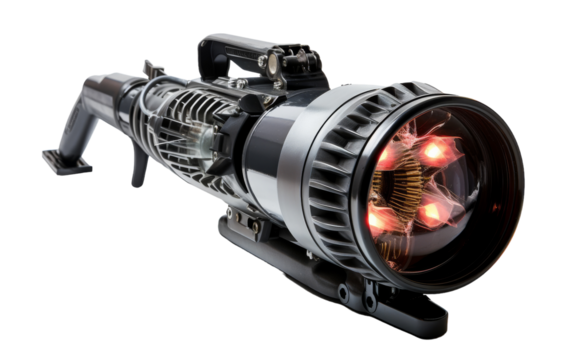 Close up of a radiant light shining brightly against a seamless white background