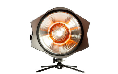 A glowing light perched atop a sturdy tripod