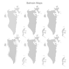 Bahrain Set of Dotted Map Vector Illustrator 