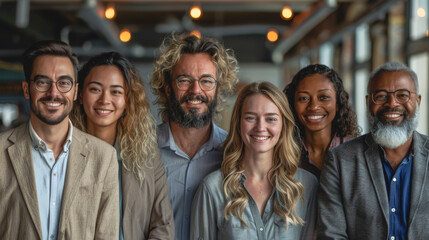 Obraz premium Portrait of a successful business team looking at the camera and smiling.