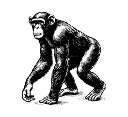 Chimpanzee hand drawn vector illustration